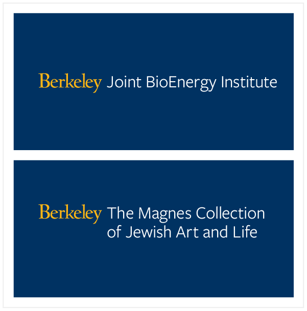 This image shows two examples of the UC Berkeley logo lockup style for auxiliary units