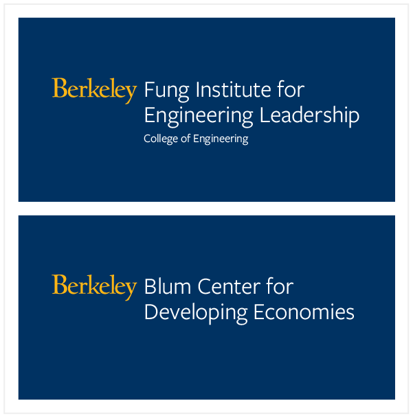 This image shows two examples of logo lockups for campus centers and institutes