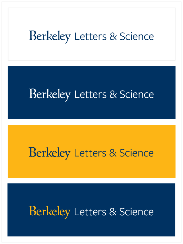 This image shows UC Berkeley logo lockups in the four approved color combinations