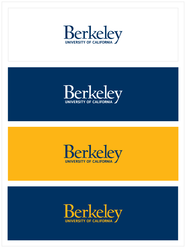 Image of the UC Berkeley logo with examples of primary usage