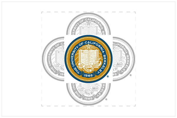 This is a visual example of the clear space usage guidelines for the UC Berkeley seal