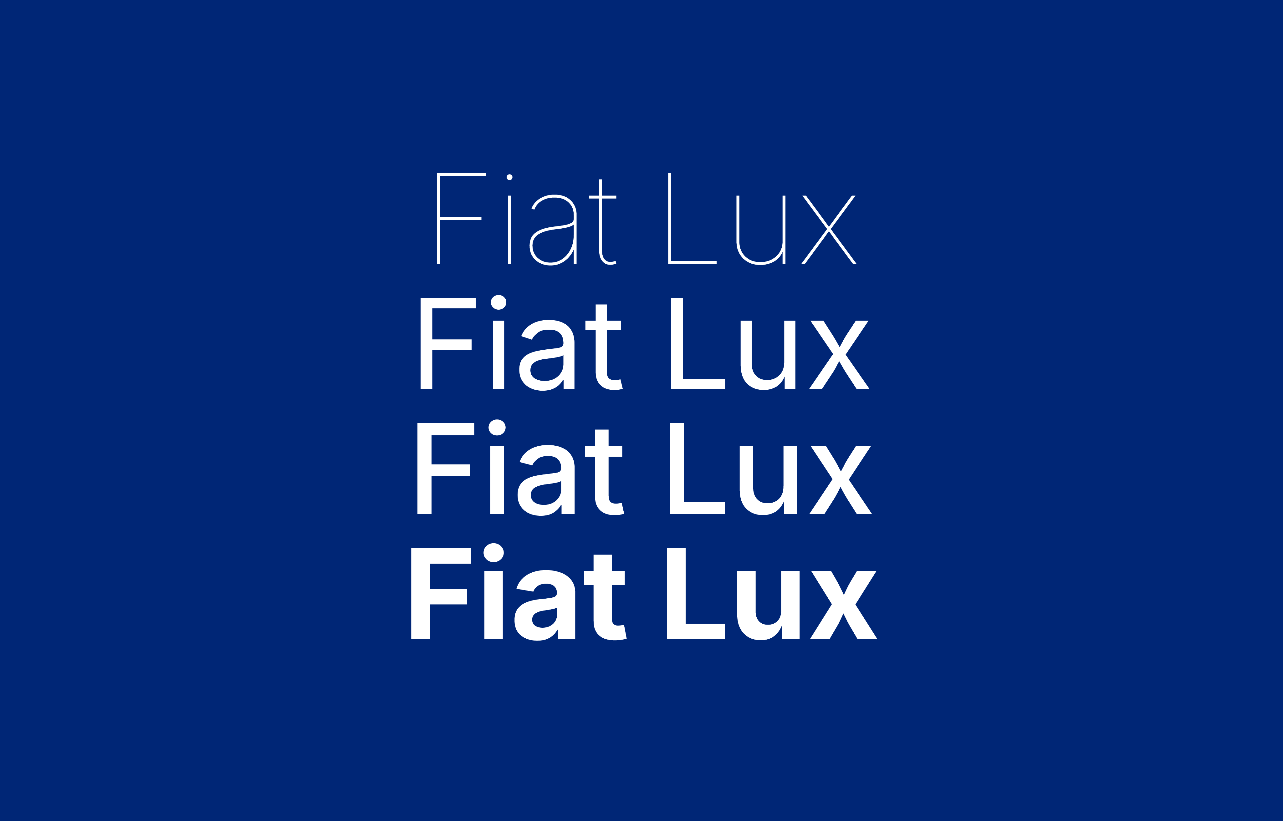 4 instances of text "Fiat Lux" from light to bold in Inter