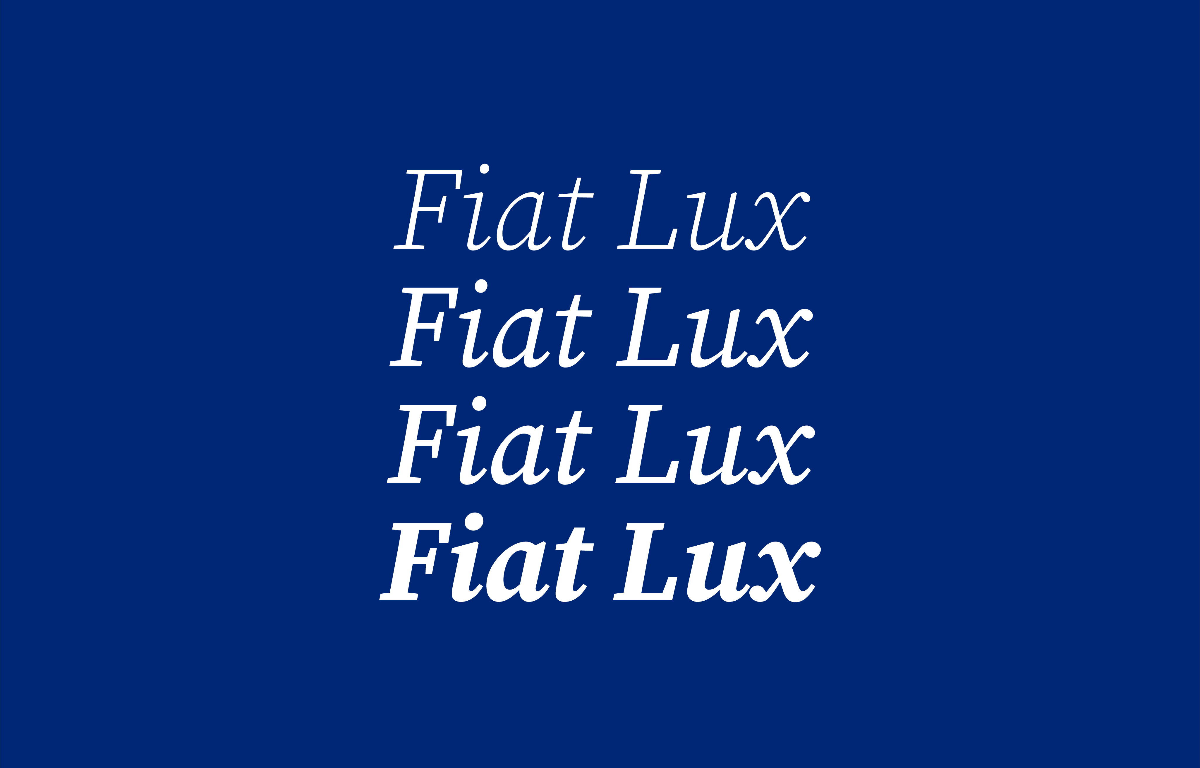 4 instances of text "Fiat Lux" from light to bold in Source Serif 4